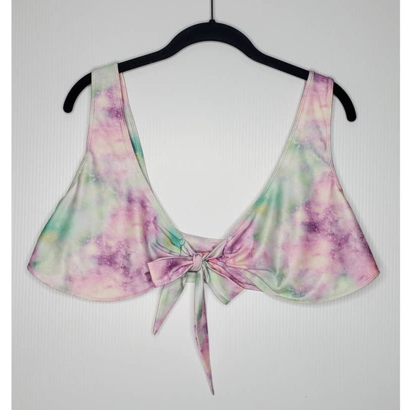 Sugar Thrillz Dolls Kill TIDAL WAVES KNOT TIE Front BIKINI Pink Celestial Top 1X - Picture 1 of 6